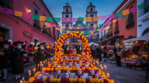 Catrinas and altars in San Miguel de Allende during Day of the Dead